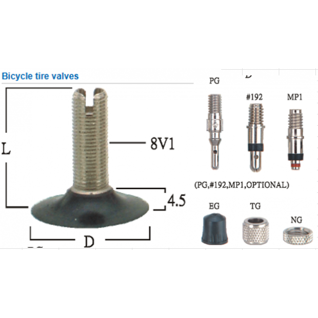 自行車用氣門嘴  TR1 系列Bicycle Tire  Valves Dunlop TR1