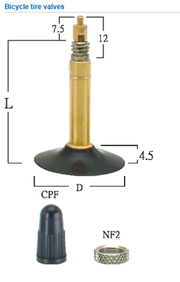 自行車用氣門嘴Bicycle tube valves TFVN系列TFVN系列
