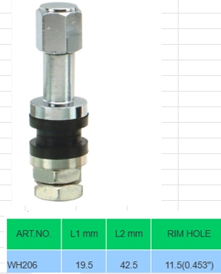 WH206 Passenger car tire valves